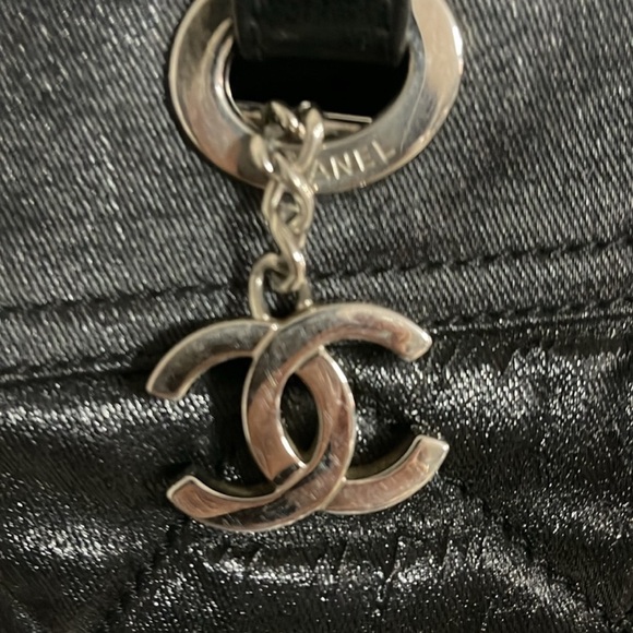 Chanel Paris Biarritz Tote PM Black Coated Canvas Leather Women's Tote B… - Picture 2 of 13